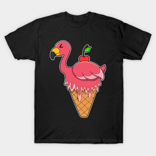 Flamingo with Waffle ice cream & Apple T-Shirt